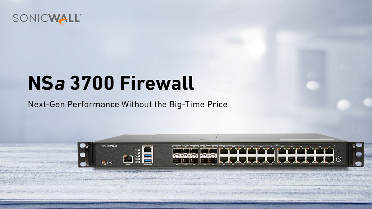 SonicWall's tweet photo. The SonicWall NSa 3700  a highly reliable next-generation #firewall that provides network scalability with no compromise in performance. Find out about the latest SonicWall enterprise offering: https://t.co/lIzbU9e7Yz https://t.co/eSLrdyXYSL