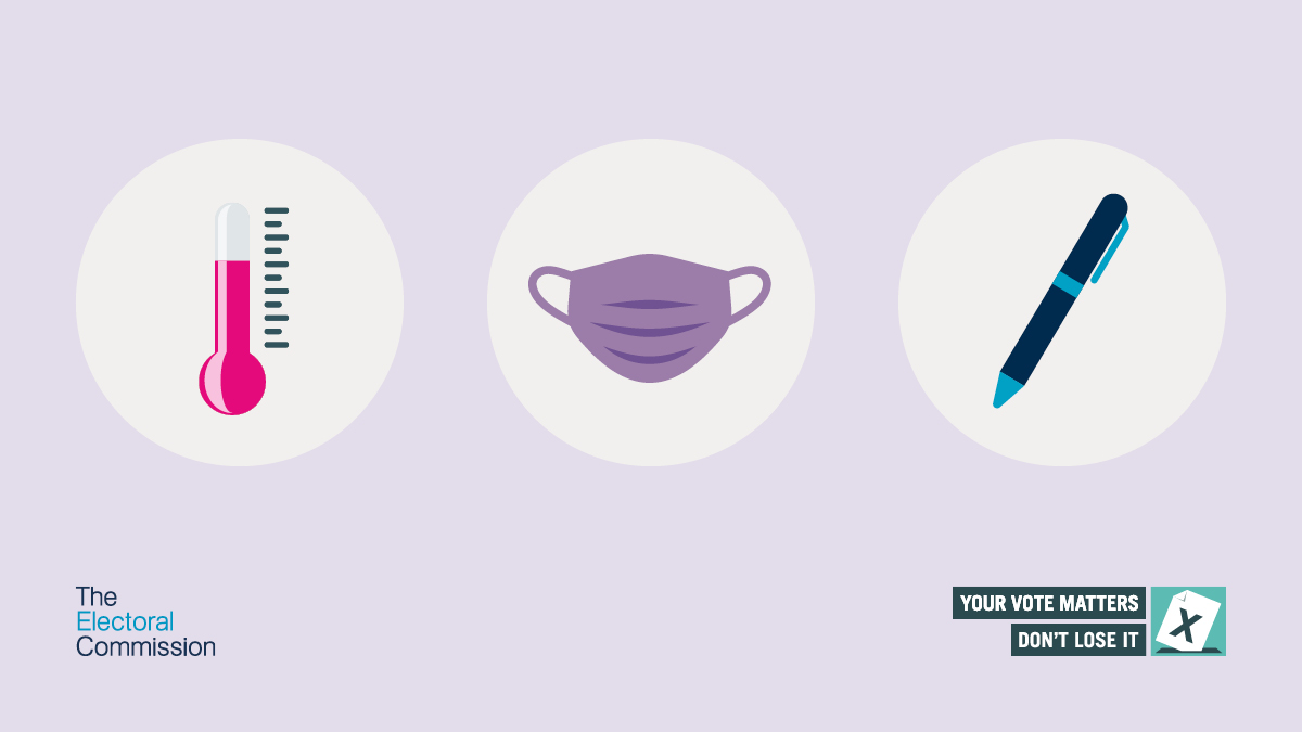 If you’re voting in person on 6 May, don’t forget to wear a face covering, bring your own pen or pencil, and only vote at the polling station if you are feeling well. 

Find out more at electoralcommission.org.uk/voter #GetReadyToVote