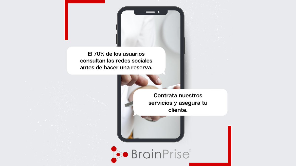 En BrainPrise somos expertos en redes sociales, hacemos que tu marca online brille de la misma forma que lo hace tu negocio. Ya son más del 70% de los usuarios los que consultan las redes sociales antes de realizar una reserva. Hazte visible online con la calidad que te mereces.
