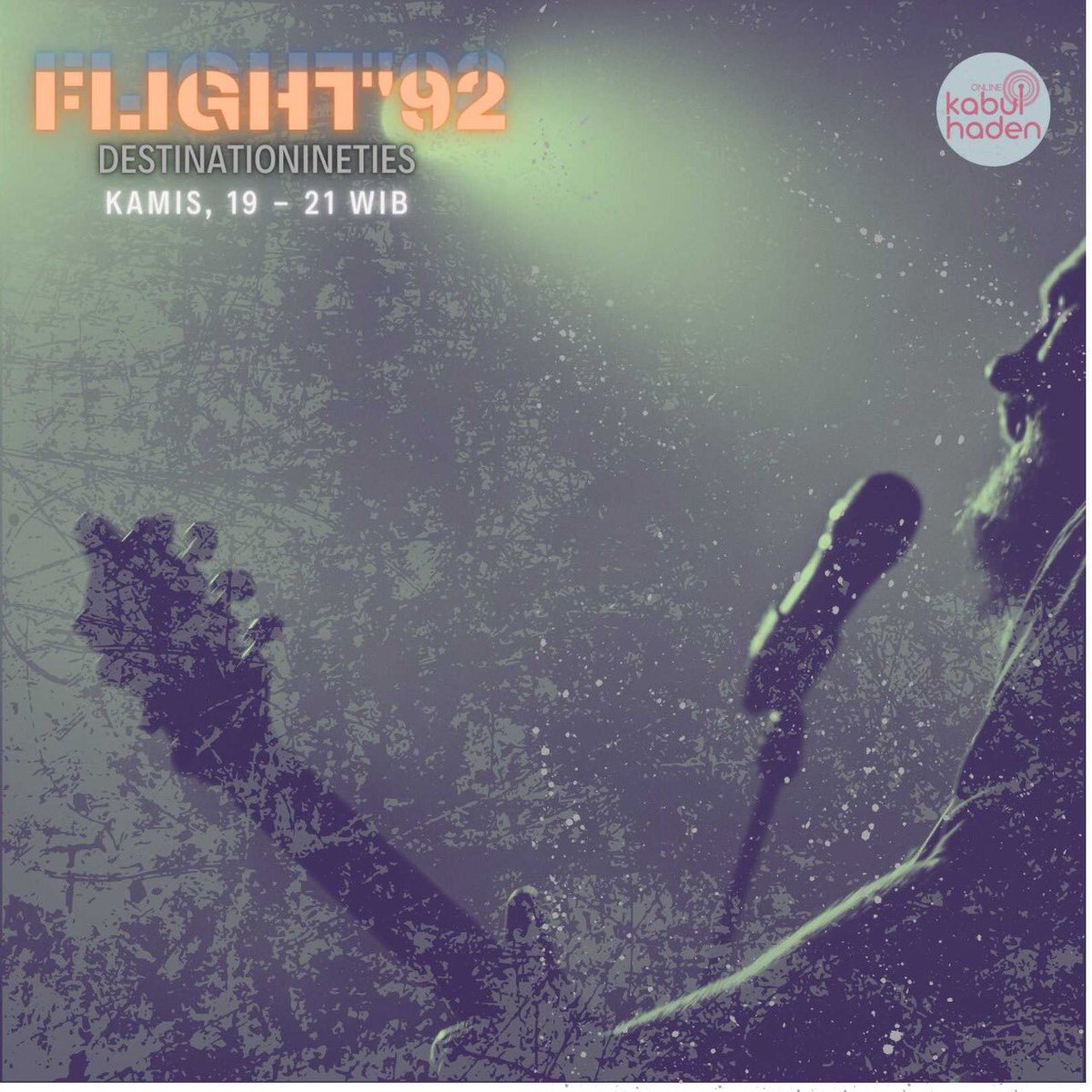 Udah hari Kamis lagi nih. Siap - siap jam 7 malem nanti <a href="/anggicau/">Anggiw</a> dan <a href="/MangAdeMuir/">riuMedAgnaM@</a>  bakalan nongkrong di Flight 92 sampe jam 9 malem. Siapkan lagu - lagu alternative ‘90annya buat di rikues. streaming di kabulhaden.com