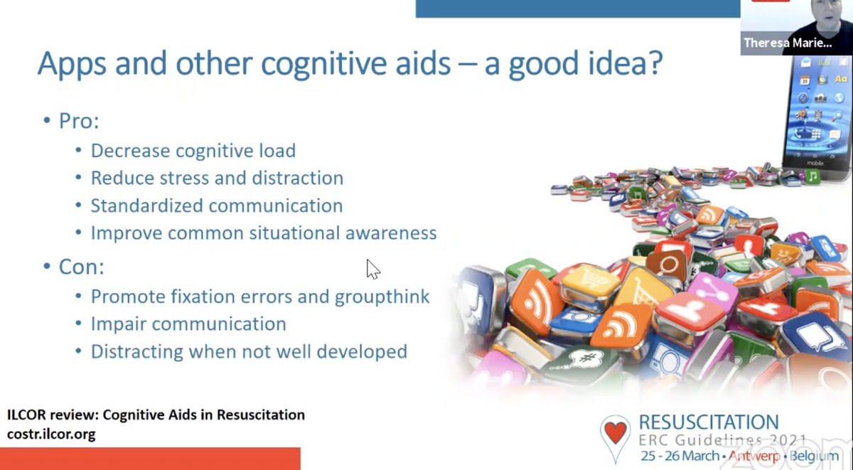 tscquizzato's tweet photo. Theresa Olasveengen @olasveengen discusses at #RESUS21 the pros and cons of apps and other cognitive aids.
#SystemSavingLives @erc_young @ERC_resus https://t.co/sBhFm9kb2T