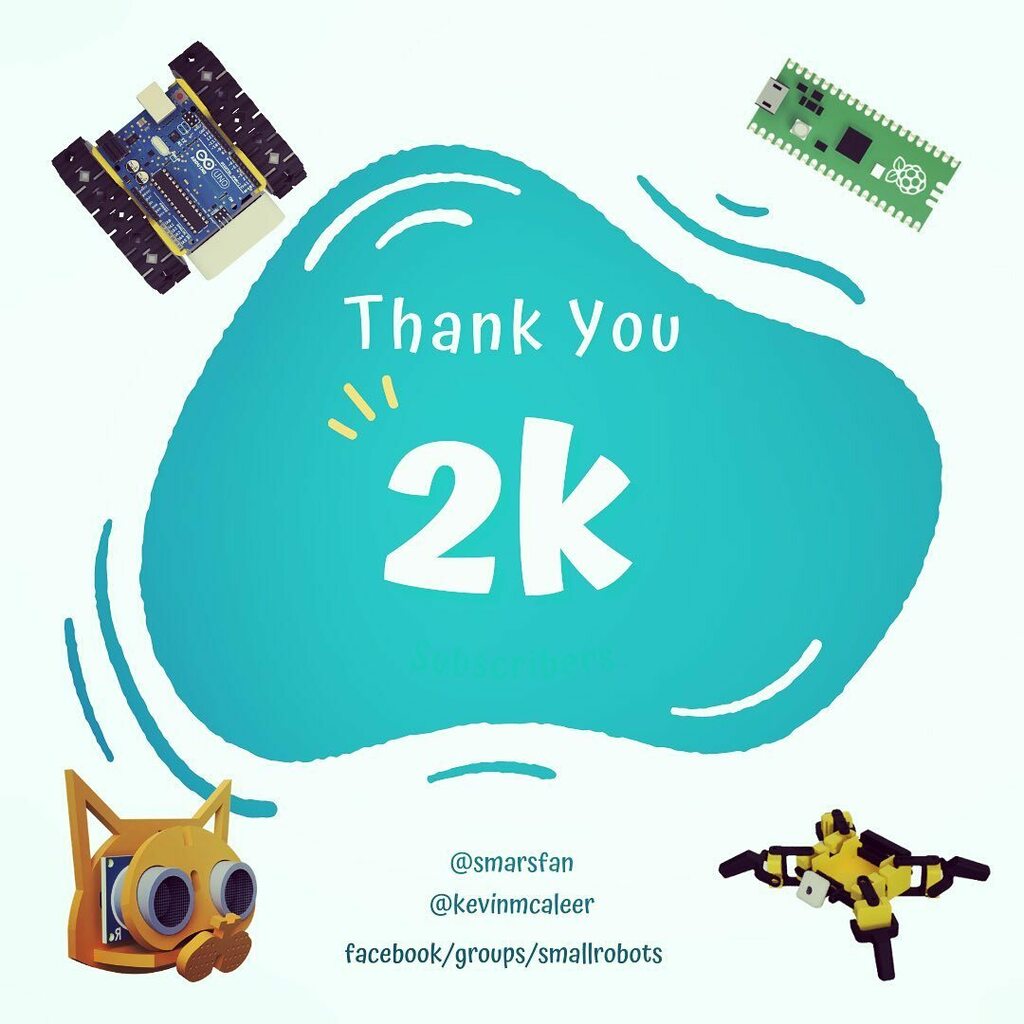 kevsmac's tweet photo. Thanks to everyone that’s joined the Facebook group ‘small robots’! Link in bio to this and more robotty goodness. #micropython #SMARS #Fusion360 #Robots #Robotics #3dPrint #EnderPro #Pico #Stem #Arduino #raspberrypi #Tutorial #Thingiverse #opensource #o… https://t.co/EQ1sUw8nzL https://t.co/vrLcCKmhXI
