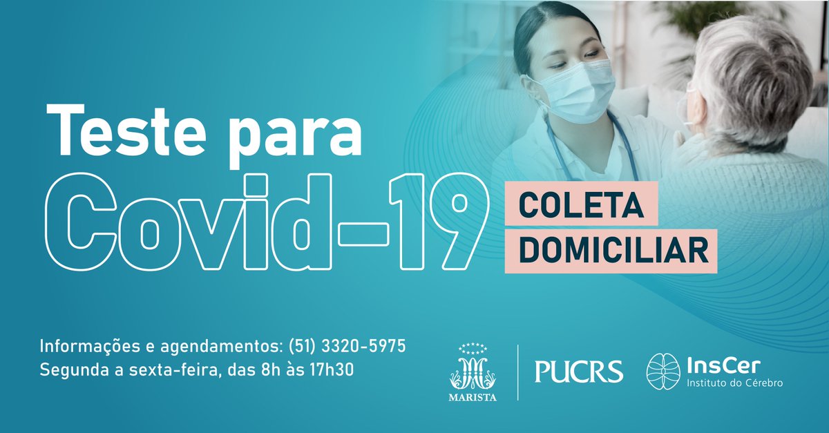 cerebro_rs's tweet photo. Atendendo às restrições de circulação impostas pela pandemia, o Instituto do Cérebro passa a oferecer o serviço de coleta domiciliar do exame RT-PCR. Conte com essa comodidade! https://t.co/CQ7ZhvqxwI