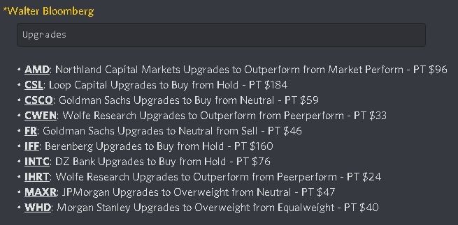 DeItaone's tweet photo. Upgrades 
$AMD $CSCO $INTC $MAXR https://t.co/8wmbXPJBeT