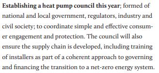 4. All of this needs to be pulled together with a robust governance framework which would support agile policy making, skills development, investment, coordination, equity etc. A & #39;Heat Pump Council& #39; could provide an important part of this function.