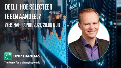 Weet u al hoe je een aandeel selecteert op basis van fundamentele analyse? <a href="/AlbertJellema/">Albert Jellema</a> van <a href="/ProBeleggen/">ProBeleggen.NL</a> en <a href="/erikmauritz/">Erik Mauritz</a> van BNP Paribas helpen u volgende week donderdag in een online webinar op weg. Aanmelden: bit.ly/3ckH6jE
