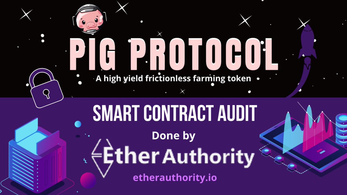 Pig_Finance's tweet photo. The PIG token team is proud to announce that we have audited through the Ether Authority. As a fully decentralized digital asset for the community and by the community, this new milestone resonates with our goal to build trust and transparency within our community. https://t.co/R45tH7xolP