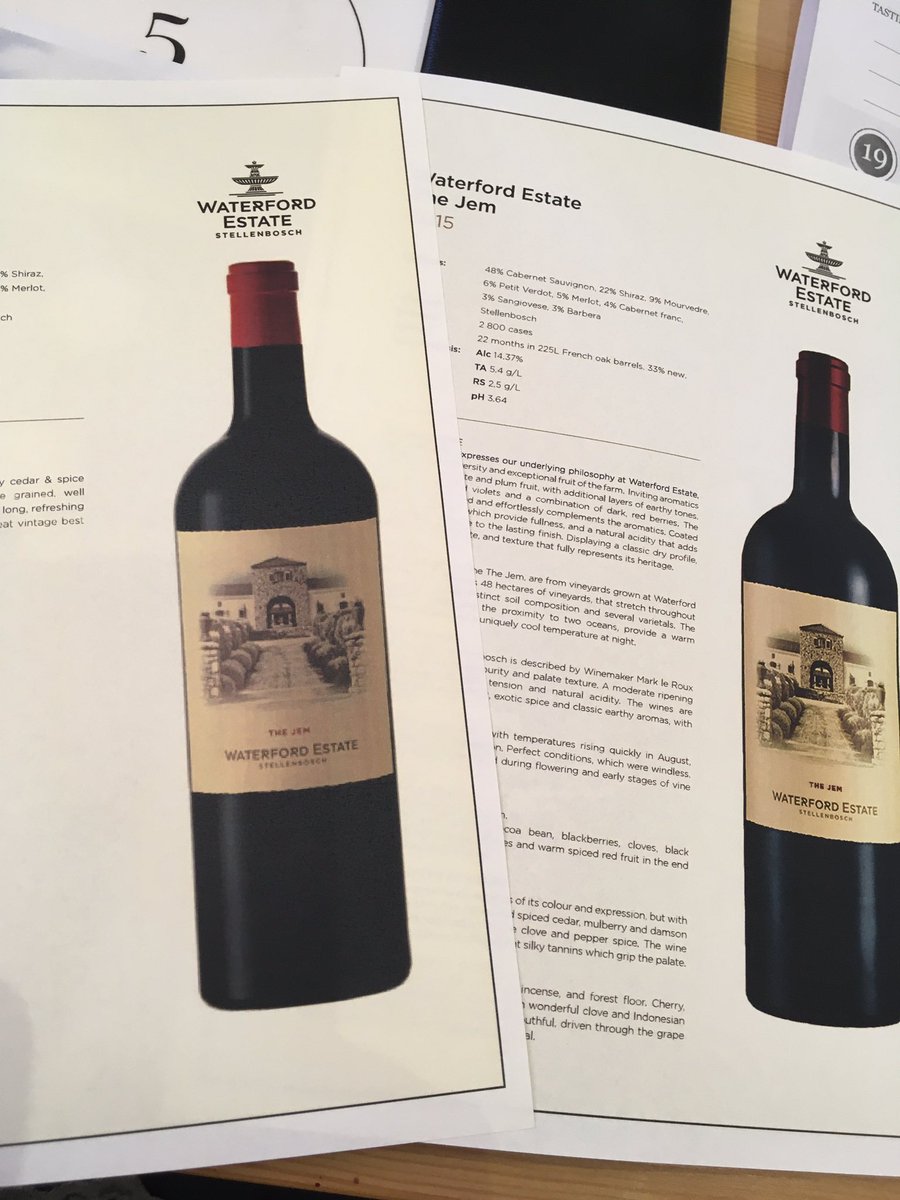 winecoza's tweet photo. Such exceptional wines at the @CVC1659 tasting - ending with @waterfordestate #theJem - wow! #blend #visitsouthafrica https://t.co/Ge0fSDwufz