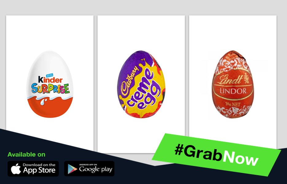 GrabNowUK's tweet photo. Eggcited about #Easter?
What 𝗪𝗜𝗡𝗦 in the battle of the #Chocolate eggs? 🍫🥚 
💛 Kinder Surprise Egg
💙 Creme Egg
❤️ Lindt Lindor Egg

#GrabNow #MiltonKeynes #Bletchley #Wolverton #NewportPagnell https://t.co/AYAHianjco