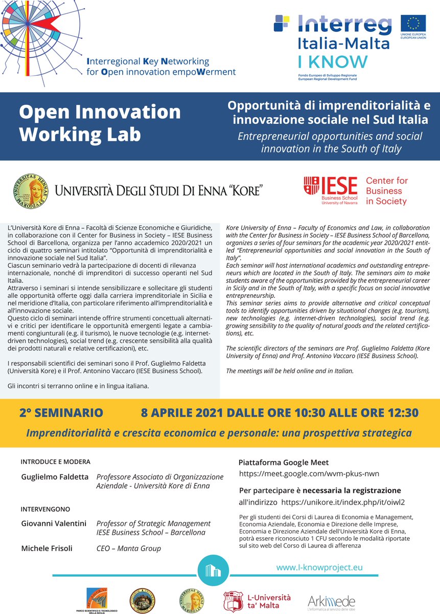 IKNOWProject1's tweet photo. 🟢"IMPRENDITORIALITÀ E CRESCITA ECONOMICA E PERSONALE: UNA PROSPETTIVA STRATEGICA"
➡️   Seminario Giovedì 08 aprile ore 10.30
https://t.co/157GUzT4HH
@iesebschool   @unienna 
➡️ Per iscrizione -> https://t.co/dxLKzFYyY0 https://t.co/QVsyJLJjTZ
