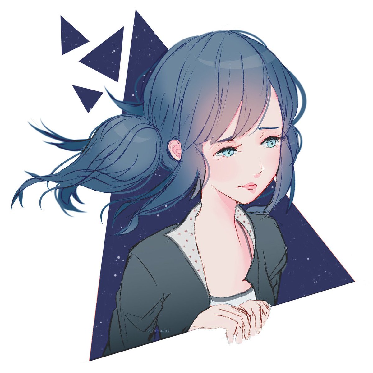 Marinette was staring at the city. It was already dark outside and she was still standing on her roof terrace all alone without her man...