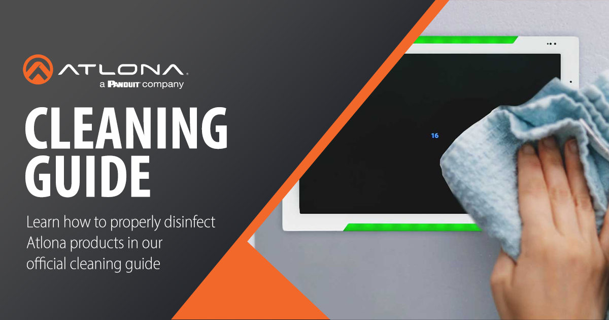 Atlona's tweet image. Learn how to keep Atlona touch panels, button panels, wallplates, switchers, and cables clean and disinfected for optimal performance and preventing the spread of infection.

Read the article here: bit.ly/3fdiOtV

#presentationsystems #AVTweeps #proAV #AVisLife
