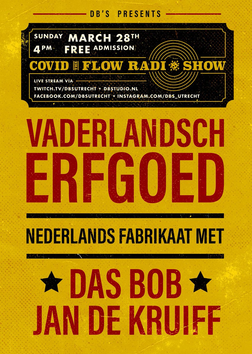 Dit weekend:
zaterdag - Noctambulist - live stream - 9 pm
zondag - Vaderlandsch Erfgoed - DJ set - 4 pm
#keepnonkeepingon