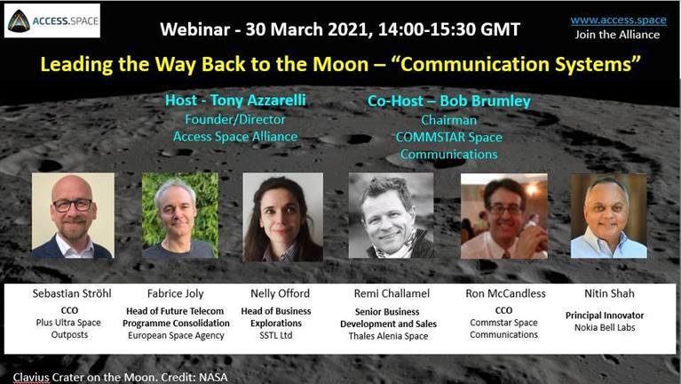 SurreySat's tweet photo. SSTL's Nelly Offord will be  speaking at the @ACCESS_SPACE webinar Leading the Way Back to the Moon - Comms Systems on 30 March at 14.00 GMT. Register at https://t.co/tURSaz8OqH #lunar #webinar https://t.co/zzO30OUqbT