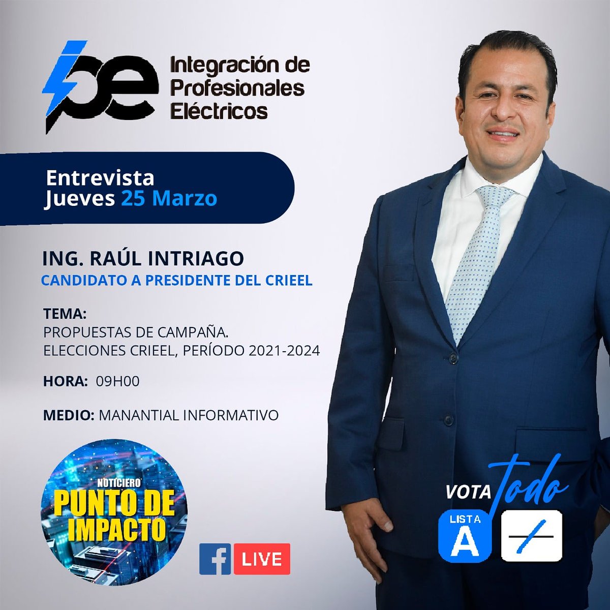ipe2021's tweet photo. #AgendaDeMedios | Queridos colegas, el día de hoy cerraremos nuestra gira de medios con la entrevista de nuestro candidato a presidente del @CRIEEL_GYE, Ing. @rintriago, en el programa digital @manantialnoti. 

Los invito a escucharnos. 

#UnidosPorElCrieel https://t.co/4QhOh5APcP