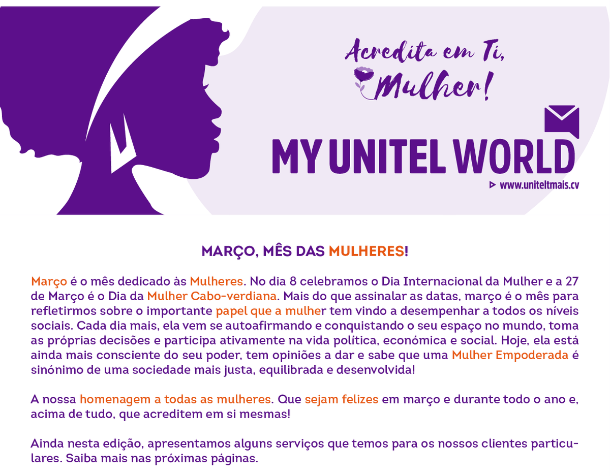 UnitelCV's tweet image. My Unitel World Particular | Edição 14 - mailchi.mp/80601809517c/m…