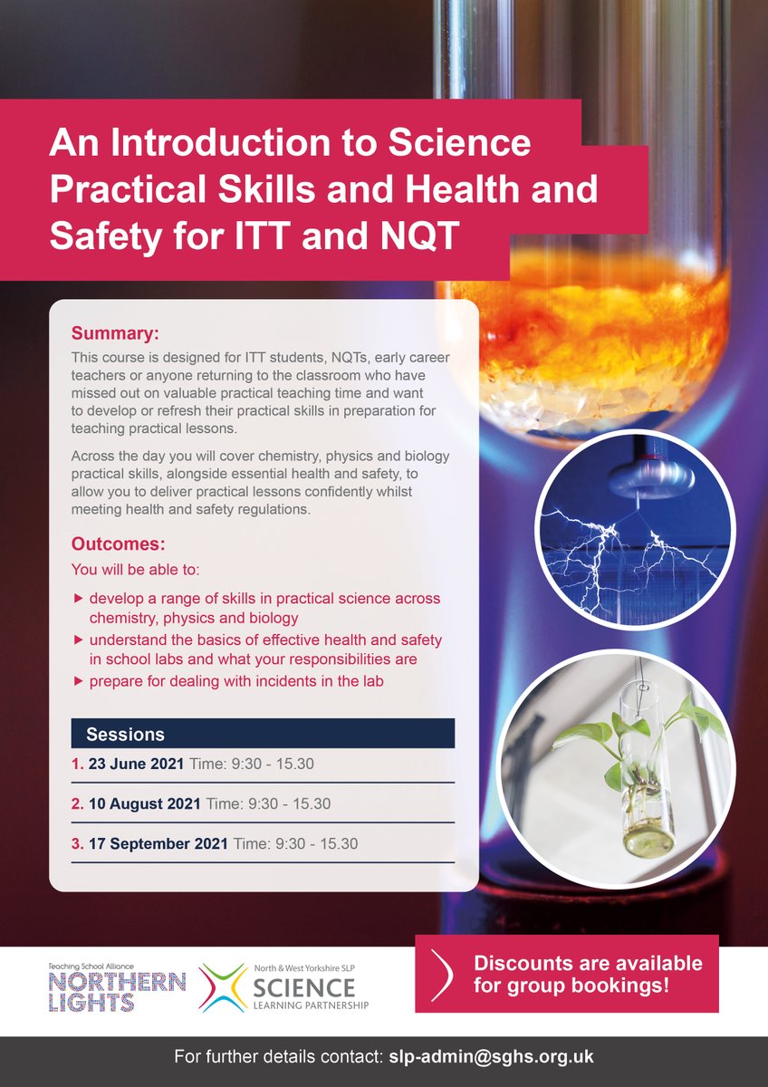 Are you wanting to develop/refresh your #Science  Practical Skills? Choice of 3 dates: 23 June, 10 August, 17 September. Further details: slp-admin@sghs.org.uk or see our website for details: bit.ly/3cmED8k
#Chemistry #Physics #Biology