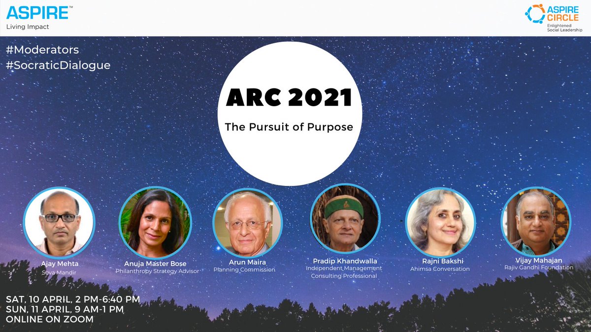 AspireCircle's tweet photo. Moderators for #ARC2021! Theme: The Pursuit of Purpose.

ARC (Annual Retreat &amp; Convocation), Triennial event for Aspire Circle #Fellows aims at building a National #ImpactMovement- in pursuit of #Enlightened #SocialLeadership.

We look forward to an insightful session!
#Impact https://t.co/TxT70rxhos
