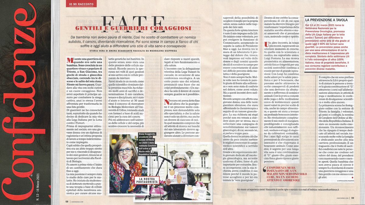 LiltTrieste's tweet photo. 📍 Nei giorni precedenti, vi abbiamo segnalato sulla rivista #Confidenze il racconto #biografico sulla nostra Presidente @BrunaScaggiante .
😉 Per chi se lo fosse perso, lo riproponiamo per intero in questo tweet. 
📖 #buonalettura https://t.co/mlMKxa742p