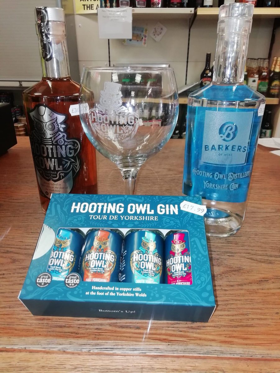 Just launched our own brand fabulous Yorkshire Gin from <a href="/hootingowlgin/">Hooting Owl Spirits</a> - and with a free gin glass with the first 6 full size bottles sold #gin #shoplocal #independents