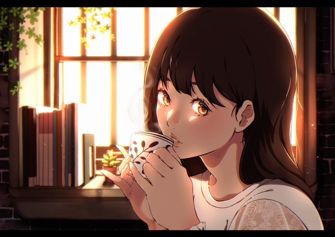 #絵描きさんと繋がりたい 
#イラスト好きさんと繋がりたい 
ティータイム☕️ 