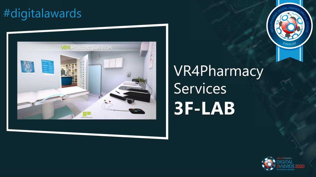 3f_lab's tweet photo. Siamo arrivati tra i finalisti di AboutPharma
#digitalawards con la piattaforma #3D #VR VR4Pharmacy Services. Siamo molto fieri di questo risultato dopo 2 vittorie e un altro podio, e ringraziamo di cuore organizzatori, giuria e i partecipanti per la bellissima esperienza! https://t.co/a3XeV5X7Oy