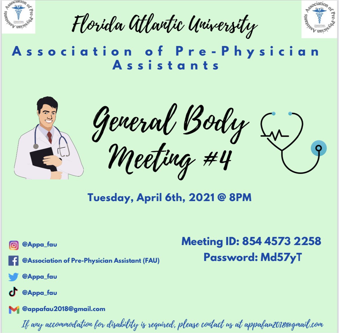 🚨LAST general body meeting of spring semester!! 
Come join us for our last meeting, we will be going over the ins-and-outs of CASPA, the Centralized Application Service for Physician Assistants!! 
Tuesday April 6th at 8:00pm. Link in bio🩺