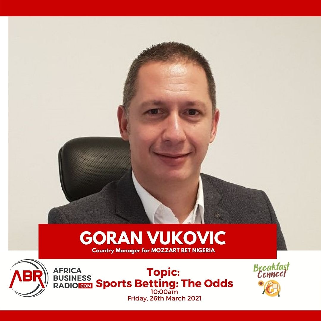 AfricaBizRadio's tweet photo. Sport Betting: What are the odds?
Goran Vikovic, Country Manager of mozzartbetnigeria joins @oap_rach and @raezywinston on the #breakfastconnect .
@MozzartBet
#africabusinessradio #sport #sportsbettingadvice #mozzartbetnigeria https://t.co/JpHUAjOt0j