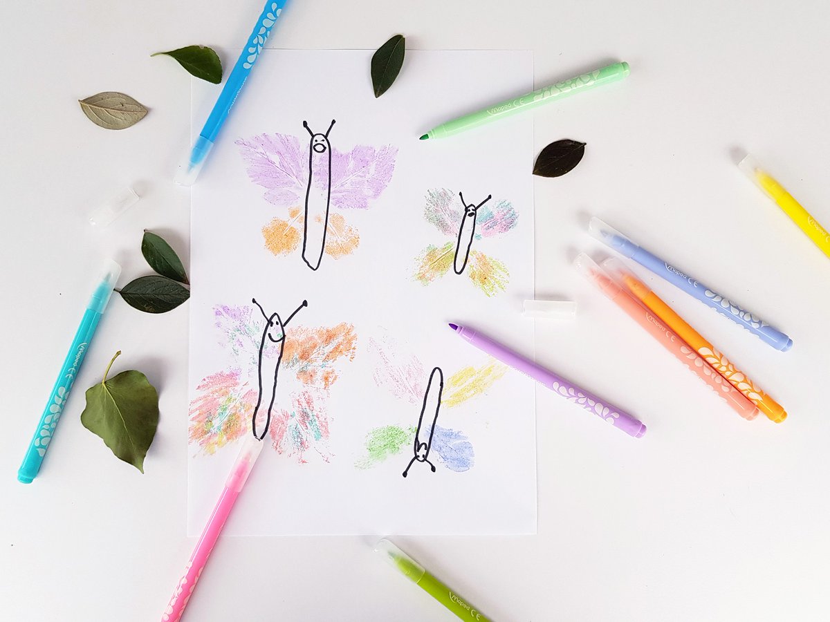 Pour célébrer le #printemps, voici comment dessiner de jolis papillons colorés avec des feuilles d’arbres et des feutres pastel ! #DIY #enfants 
mapiwee.com/diy-de-printem…