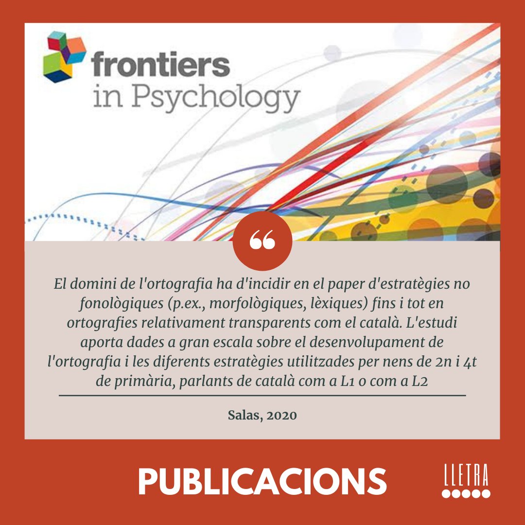 LletraSgr's tweet photo. Un dels darrers articles de la @naymesalas explora les diferents estratègies per accedir a l'ortografia. Si voleu saber-ne més per poder adreçar l'ortografia dins l'aula, aquesta és la vostra lectura!
https://t.co/ez3xaTXqC6 @FrontPsychol

#educació #education #writingresearch https://t.co/RJW3lxbWKN