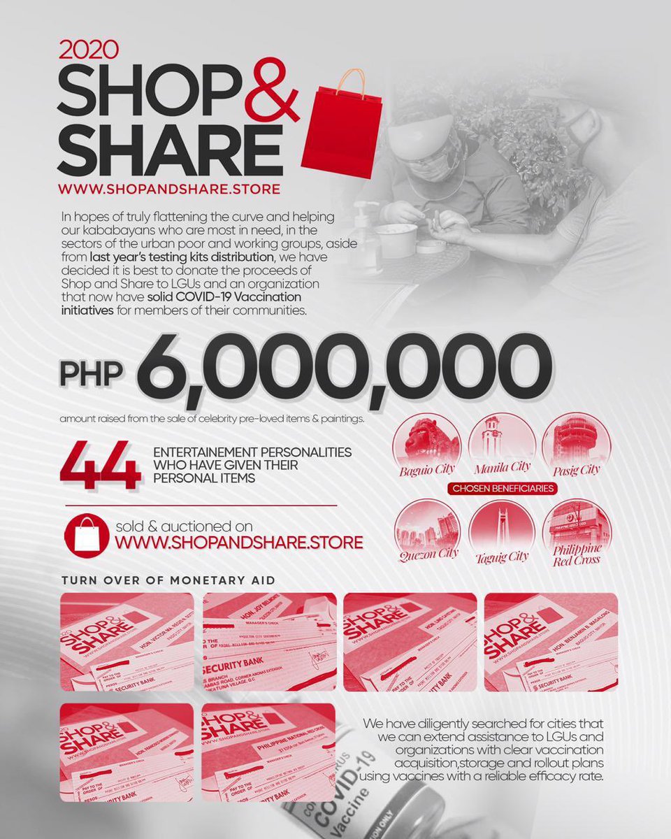 shopandshareph's tweet photo. In hopes of truly flattening the curve and helping our kababayans who are most in need, in the sectors of the urban poor and working groups, we have decided it is best to donate the rest of the proceeds of Shop and Share to LGUs and an organization that now https://t.co/uSReYNHlwK