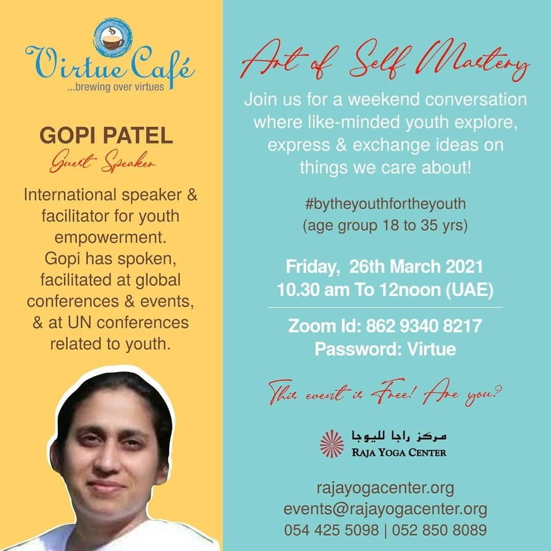 rajayogadubai1's tweet photo. Are you looking forward to the weekend? We too! #weekendbelike #onlinemeet #youthyogis #virtuecafe #cafeconversations #onlinecafé #letstalkaboutselfcare #mindcaretalks #selfmastery https://t.co/7bKQympnO4