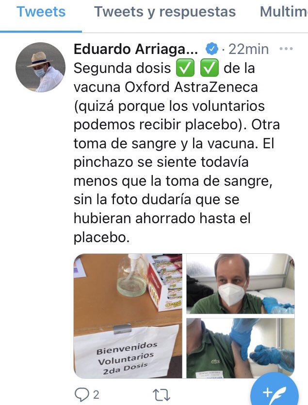 earriagada's tweet photo. Esta mañana en control mensual de la investigación de la vacuna #AstraZeneca liderada aquí por la @uchile. Como se abrió el estudio supe que recibí las dos dosis (28D y 21E) junto a más de dos mil chilenos. Nuestros resultados muestran que aquí no tuvimos casos de trombos. https://t.co/jBliNRDNy8