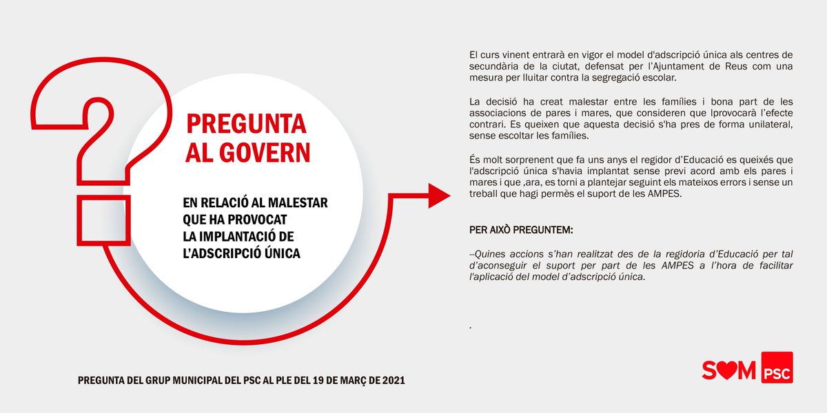 andreu_martin's tweet photo. ✅ A més:

- Pregunta en relació a l'adscripció única ✏️

- Prec per a ampliar els sectors participants als #BonsReus 🛍

- Prec en relació a la protecció dels #animals 🐶

🗞 Llegiu totes les mocions al web: https://t.co/SgNMgCZHMv

#AndreuMartín #PSCReus #MareMolas https://t.co/fIhuwyUk9b