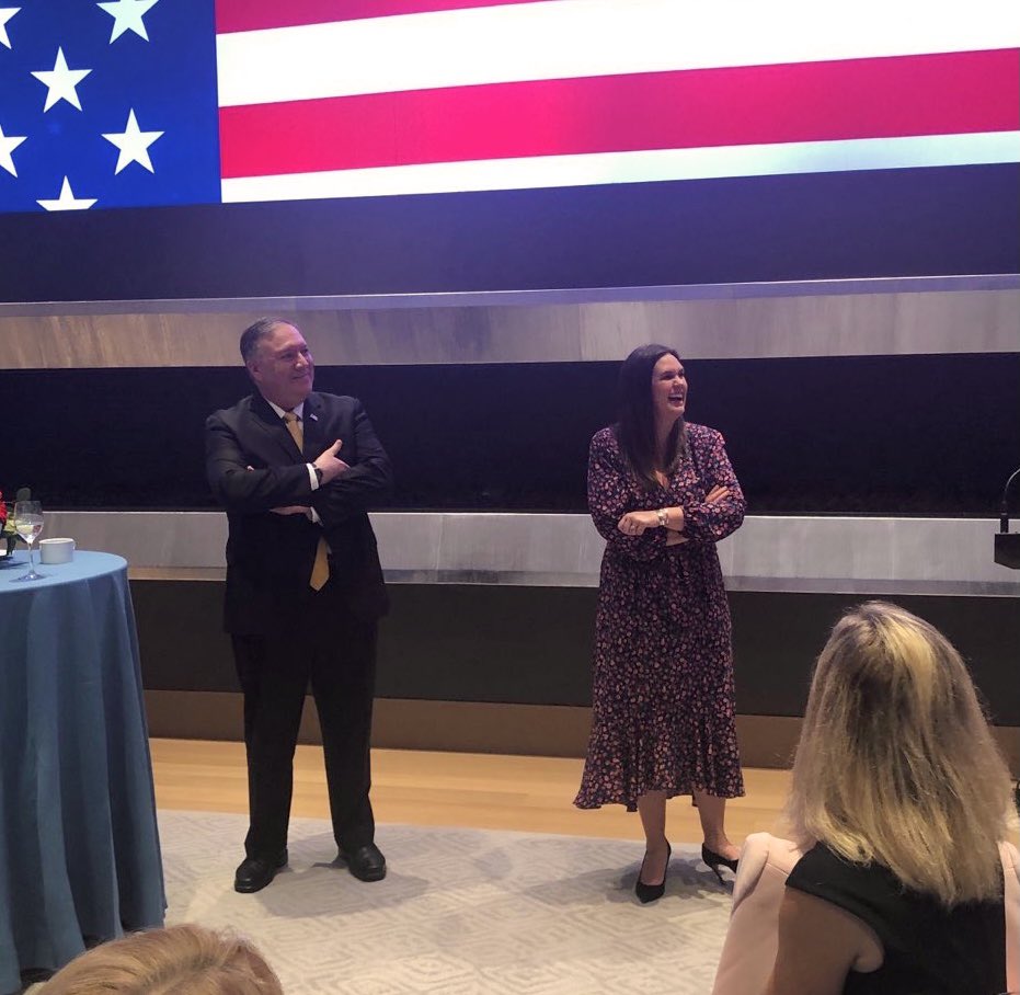 mikepompeo's tweet photo. Great day yesterday campaigning for my friend and former colleague @SarahHuckabee to be the next Governor of Arkansas! You watched her unparalleled leadership on TV — and I had the privilege of seeing it up close. There’s no better person for the job. She has my full endorsement! https://t.co/a93hanaGzo