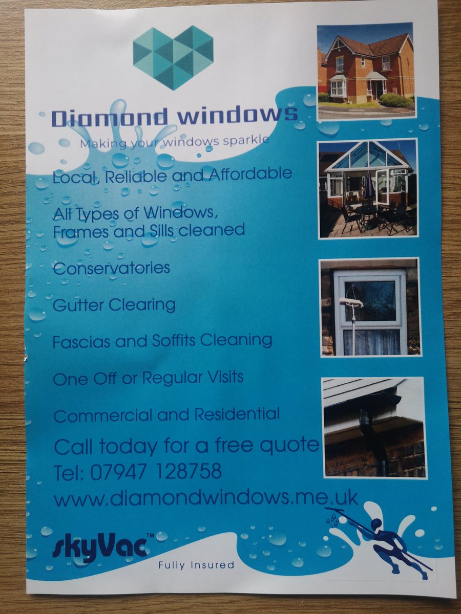 DiamondWindows4's tweet photo. My new leaflet is in. What do you think?
#Diamond #WaterFedPole #professional #WindowCleaning #Tadworth #Kingswood #DiamondWindows https://t.co/S0r5bCLH6J