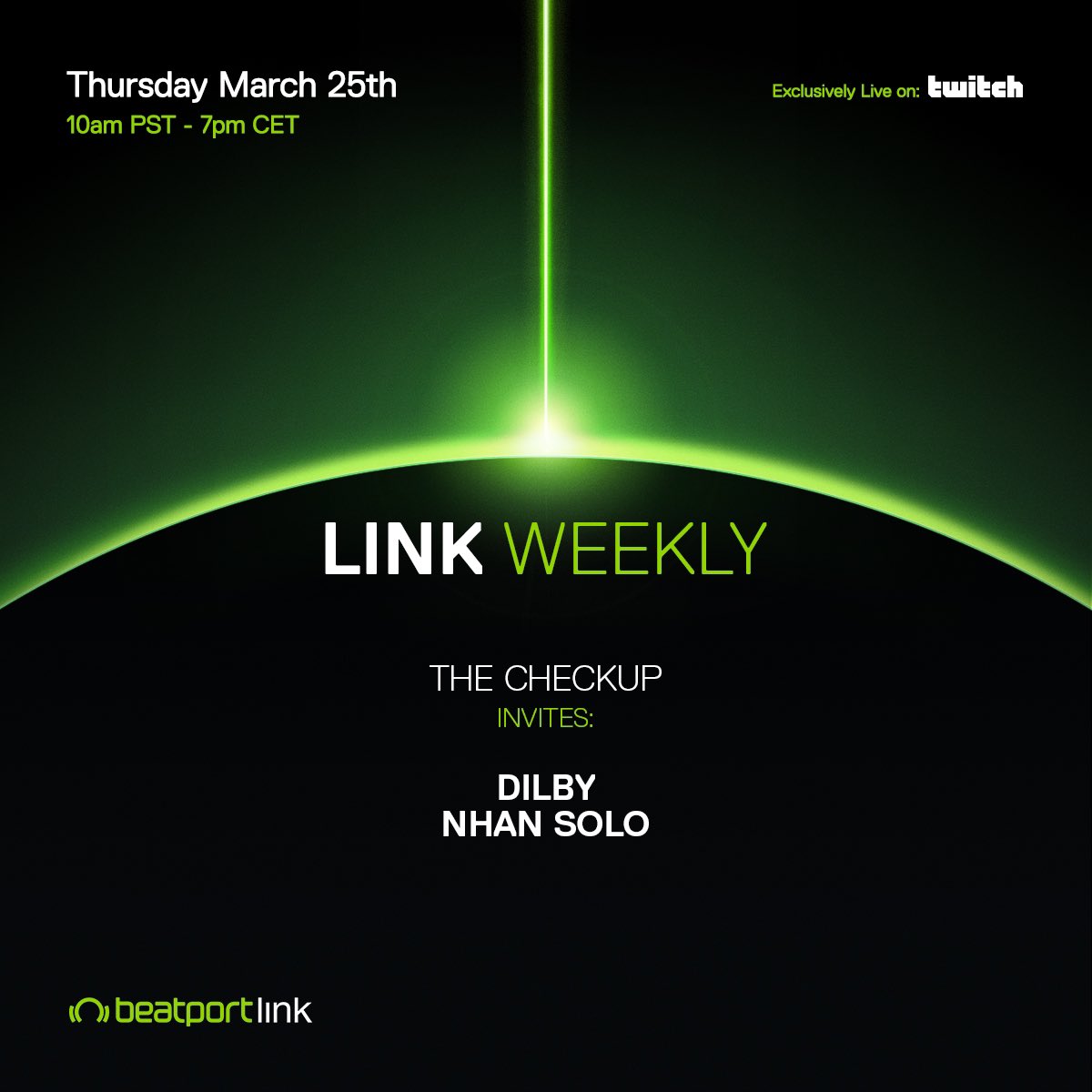 Join us for our LINK show tonight with <a href="/NhanSolo/">Nhan Solo</a> and <a href="/dilbydj/">Dilby</a>. LIVE from Beatport HQ in Berlin. 🇩🇪 

Tune in via our Twitch at 10am PST/7pm CET for a healthy dosage of beats, music chat and more. Will you be locked in? 

♾ m.twitch.tv/beatportoffici…