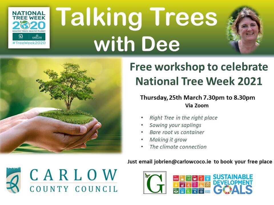 CarlowLibraries's tweet image. Tonight at 7.30pm, email jobrien@carlowcoco.ie to book your place #NationalTreeWeek2021 @Carlow_Co_Co @LibrariesIre @CarlowPPN @HealthyIreland @county_carlowEN @carlowMHA