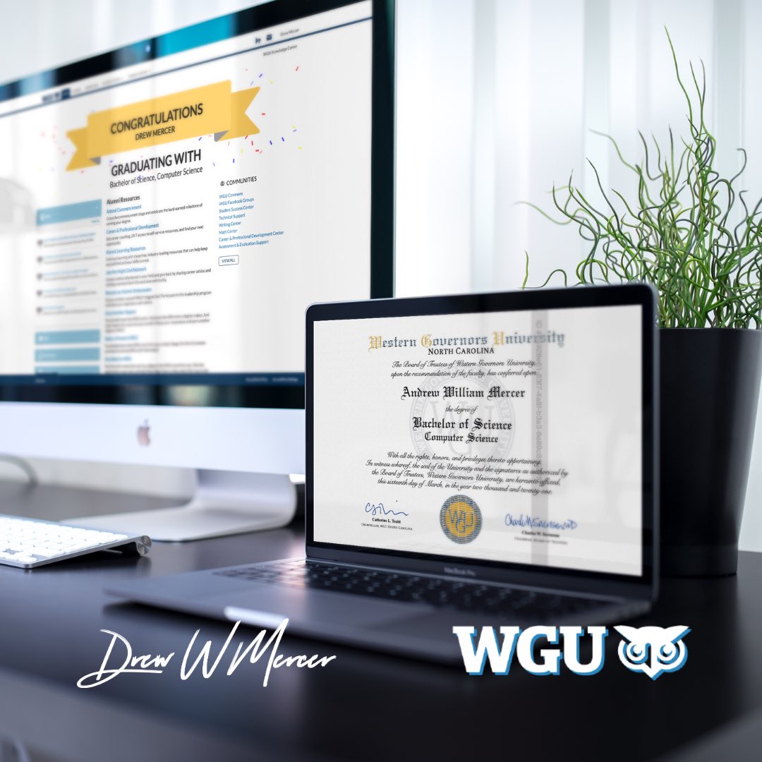 DrewWMercer's tweet image. Very excited to complete this journey, and looking forward to the next one! 🎓
 ·🦉· 
#wgu #wgunightowl #compsci #wgucomputerscience #computerscience #wgugrad #softwaredevelopment #bscs #python #wgualumni #machinelearning #msda #AmbitionNeverRests #STEM #CollegeOfIT #classof2021