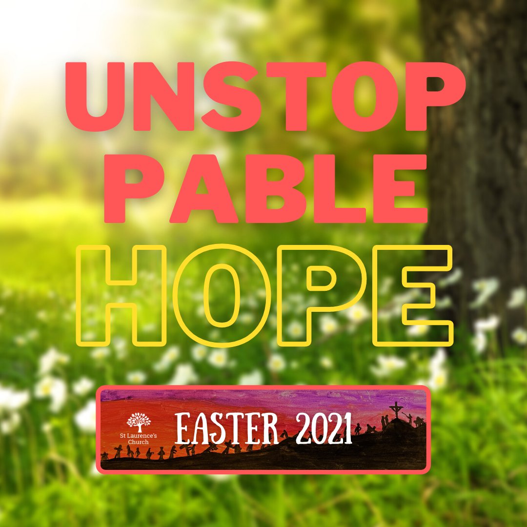 'Unstoppable Hope'
We LOVE zoom but can't wait for you to join us this Easter in person &amp; online!
Check out all the details at stlaurences.org/whats-on/easter
#Easter #GoodFriday #ArtTrail #Church #Jesus