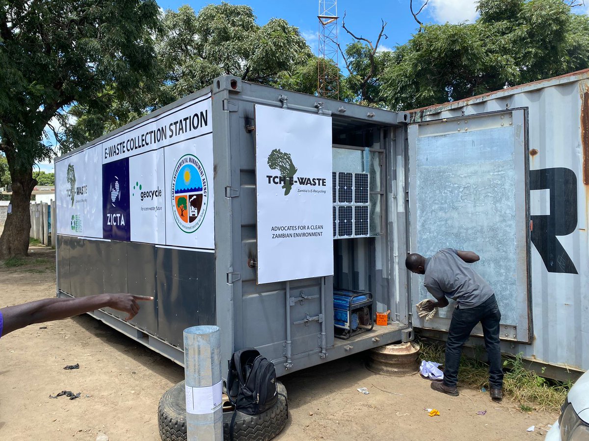 LtdTch's tweet photo. #MateroContainerProjectUpdate...the branding is in progress on our remote e-waste collection container in Matero. We intend to open up MORE oulets in Lsk and later through out the country to ease access for clients. #zerowaste #Cash4Trash #rethinkreuserecycle #keepzambiaclean https://t.co/m2bsBFt11g