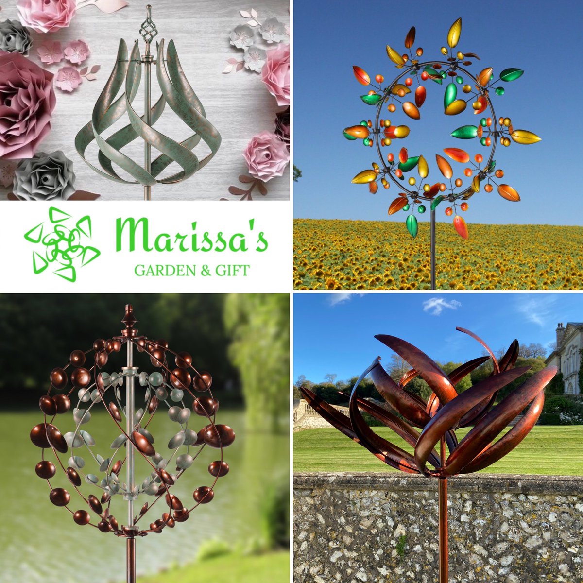 Which one is your favourite?  marissasgifts.co.uk #windspinner #gardening #garden #gardendecor #gardendesign #gardenornament #gardengift #gift #beautiful #gardenart #mesmerising #gardenarch #gardendecoration #gardenfun #GardeningFun