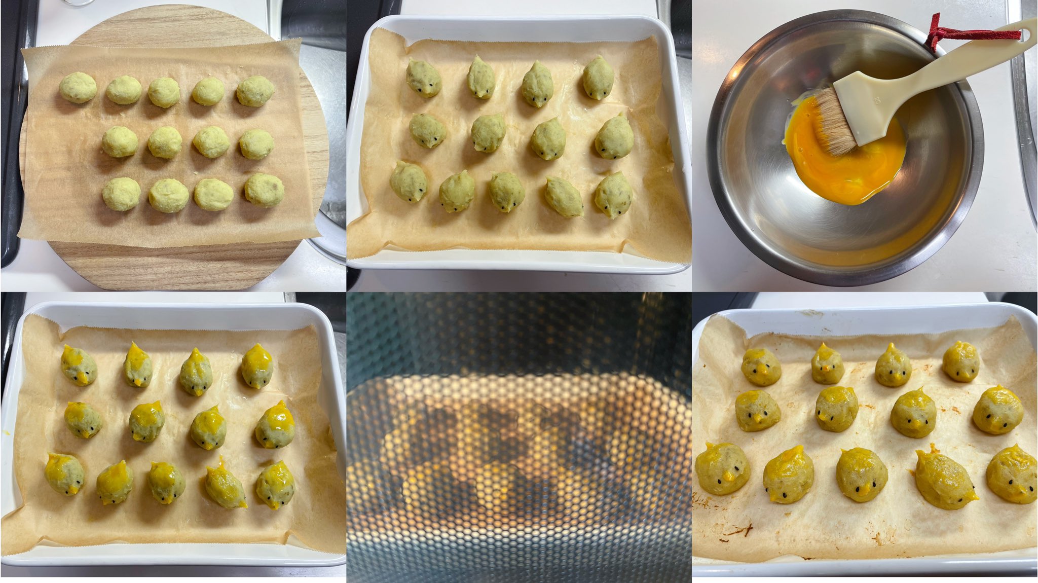 おりえ On Twitter ひよこスイートポテト 中サイズ2本半分に切って 5分程度水に晒す 100mlの水と の を玄米モードで炊飯する 炊けたら皮を剥いて ｽﾙｯと剥ける 潰し バター30g 砂糖大さじ3 牛乳大さじ2を混ぜる 丸く成形して嘴と尾を尖らせ 黒ご