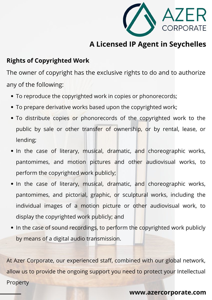 AzerLimited's tweet photo. To learn more about how your business can draw benefits from Azer Corporate, a licensed IP agent in Seychelles, please contact us today!
#Seychelles #IP #Intellectualproperty #Copyright #Trademark #Licensing https://t.co/cJ40JVwEBv