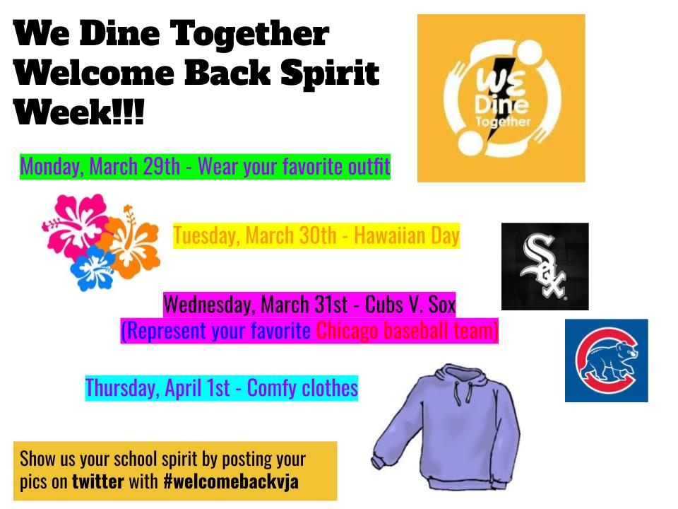 We have a spirit weekt this week!! Thanks to <a href="/vjaWeDine/">VJA We Dine Together</a> for putting this together!!