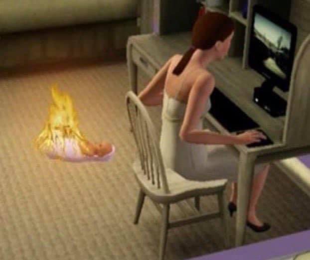 Telly430's tweet photo. @TheSims 
”not now baby, mummy is busy arguing on the internet” #TheSims https://t.co/JxImJdsYp1