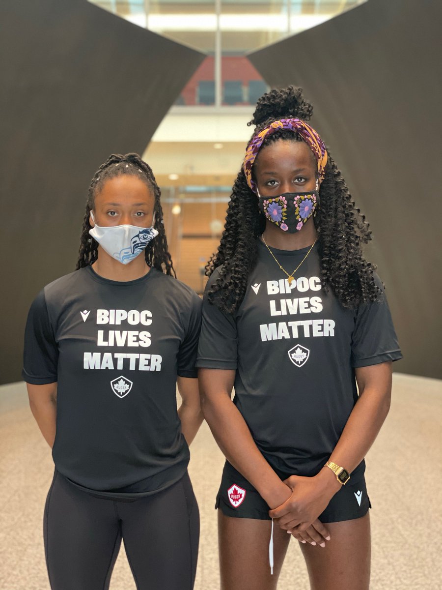 RugbyCanada's tweet photo. Amazing to see our Women's Sevens Team in their new 'BIPOC Lives Matter' shirts! ✊

#RugbyCA 🏉🍁 https://t.co/gXrPkbFTDb