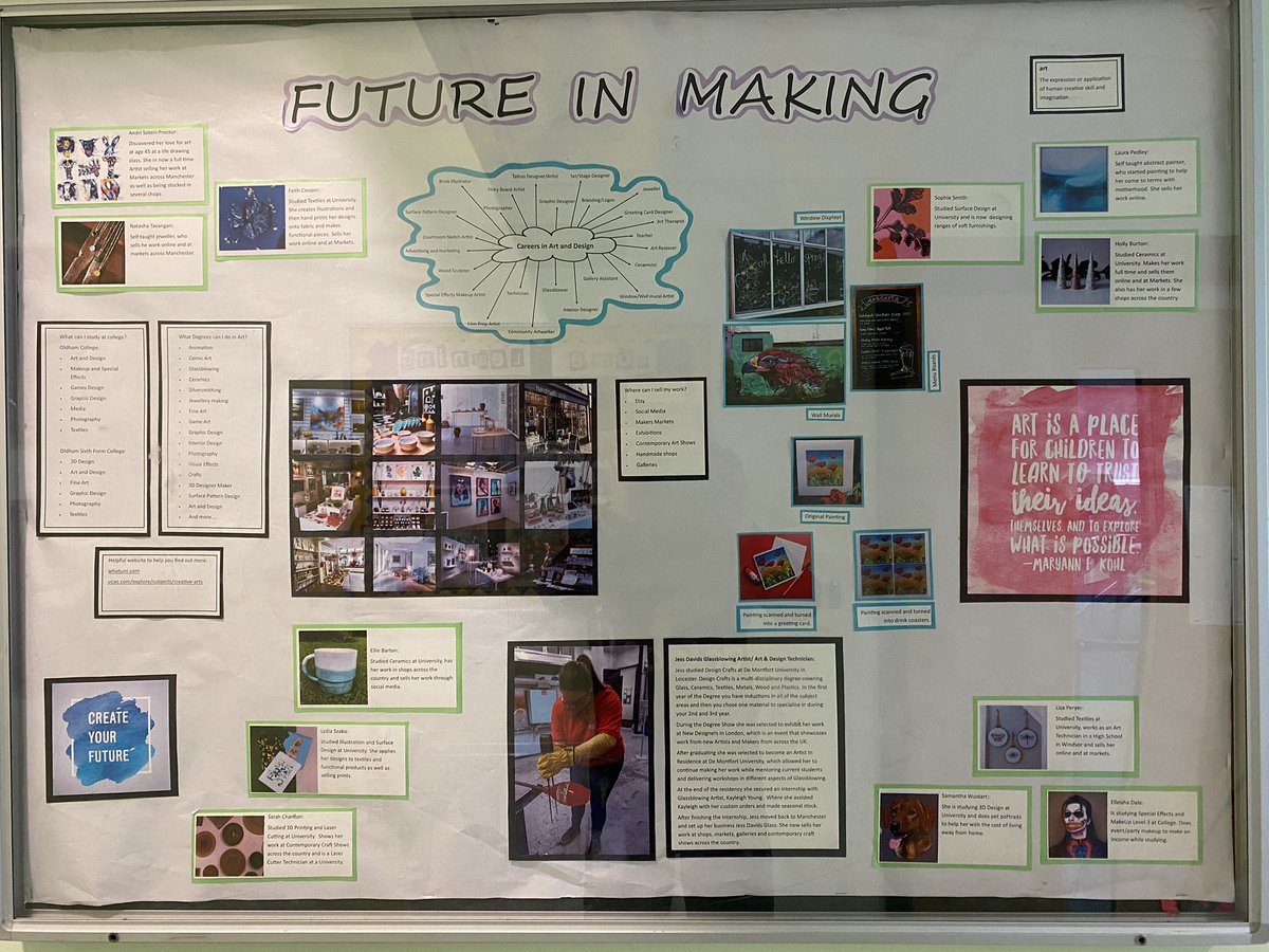 TRSCareers's tweet photo. ⭐️Fantastic to see our @art_TRS displays linking to CEIAG today @TheRadclyffe Students remember to discuss your next steps with your subject teachers as well as your Careers Advisers as we are here to support you to go on to be successful in the world of work! ⭐️ #Benchmark4 https://t.co/R0fuTDnLgs