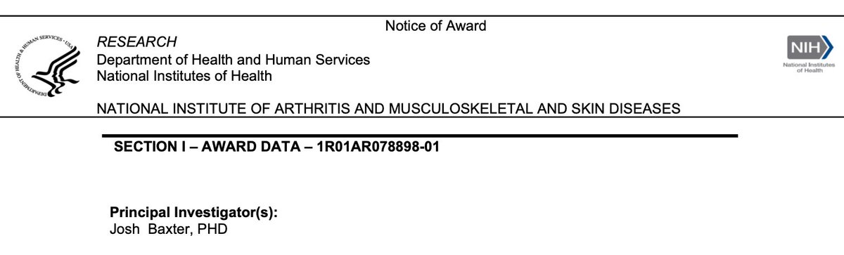 Josh Baxter (@joshrbaxter) on Twitter photo Really excited to receive this NoA from <a href="/NIAMSFunding/">NIAMS Grants and Funding</a> to link #Achilles pain with tendon loading profiles. Working with awesome colleagues <a href="/kgSilbernagel/">Dr. Karin G Silbernagel</a> <a href="/bio_stats/">Ryan</a> and the great clinicians at <a href="/PennMedicine/">Penn Medicine</a> Really excited to receive this NoA from <a href="/NIAMSFunding/">NIAMS Grants and Funding</a> to link #Achilles pain with tendon loading profiles. Working with awesome colleagues <a href="/kgSilbernagel/">Dr. Karin G Silbernagel</a> <a href="/bio_stats/">Ryan</a> and the great clinicians at <a href="/PennMedicine/">Penn Medicine</a>