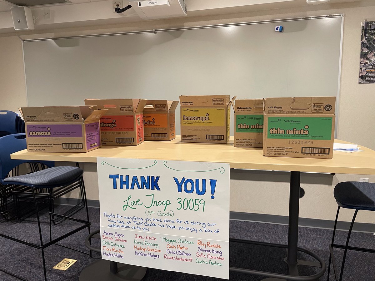 SRVTCTigers's tweet photo. Thank you Girl Scout Troop 30059 for the yummy treats for our terrific Twin Creeks Staff!!!  #SRVUSD1 https://t.co/zUk2tytMC7